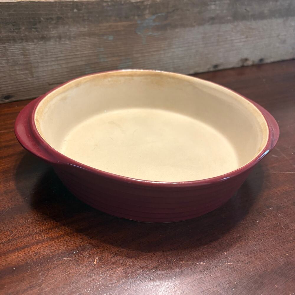 Vintage Pampered Chef Cranberry Small Oval Baker Stoneware Casserole Dish